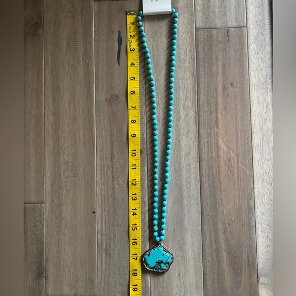 Artisan Boutique Turquoise Necklace with Rhinestone Trim NWT